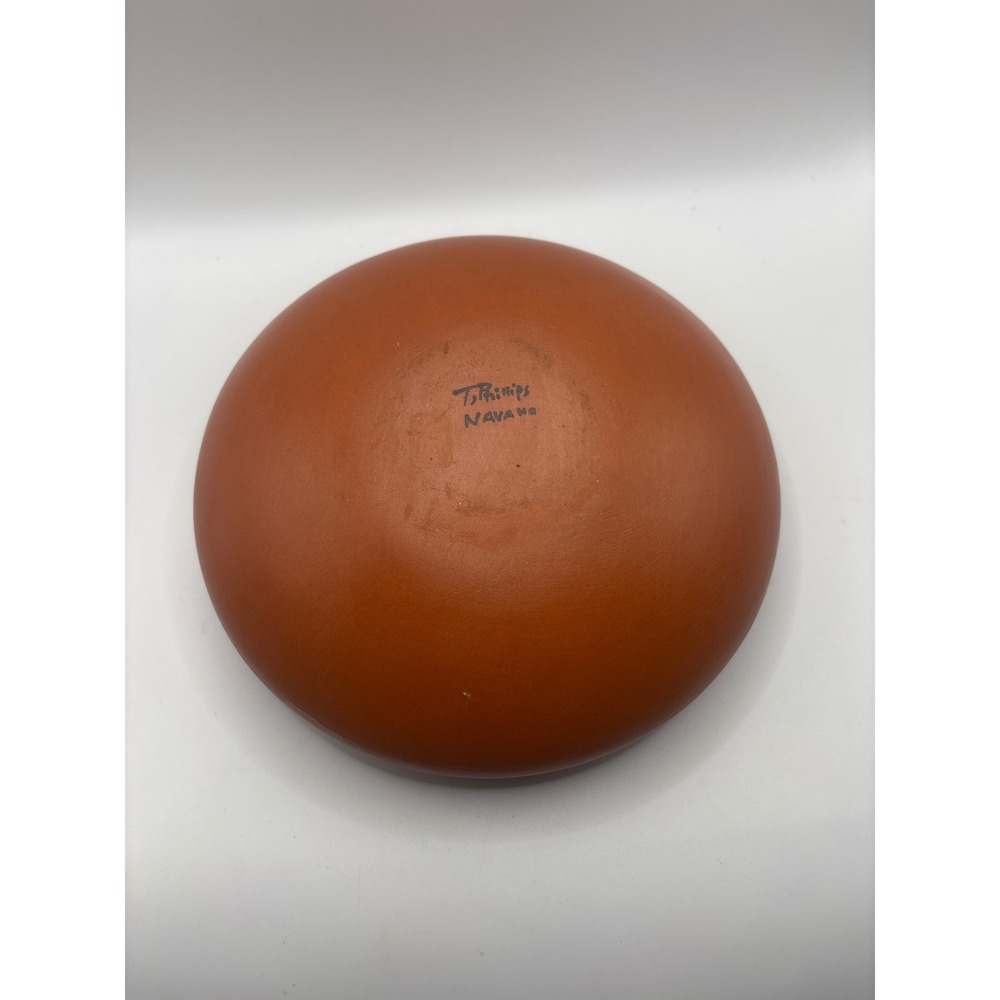 T Phillips Navajo Seed Pot Native American Etched Red Clay Pottery Signed - Picture 7 of 10